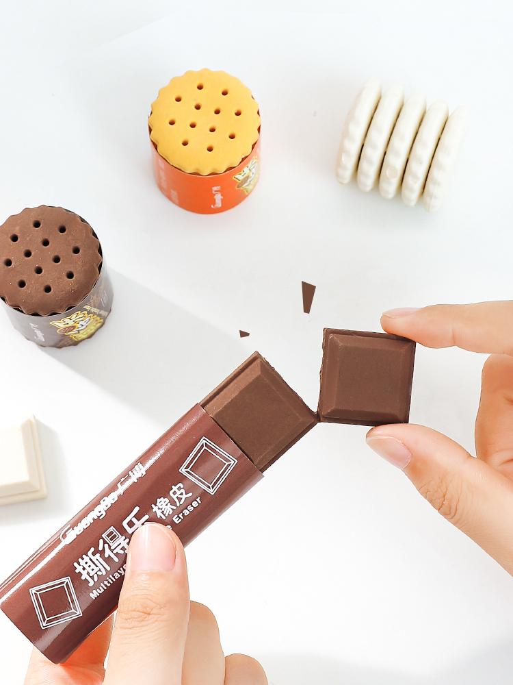 1 шт. многослойный отрывной ластик для шоколадного печенья, резиновый для карандашей, креативные канцелярские принадлежности