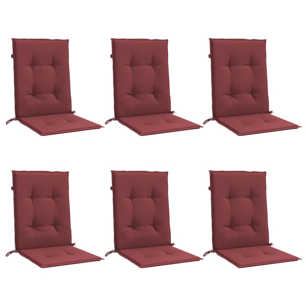Low Backrest Chair Cushions 6 Pcs. Melange Wine Red 100x50x4 cm Fabric