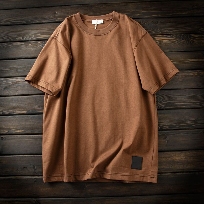 Good Reputation Product! Cabinet 289+! 230g Heavyweight Double Yarn High-Count Cotton Men's Summer Breathable Crew Neck Short-Sleeve T-Shirt