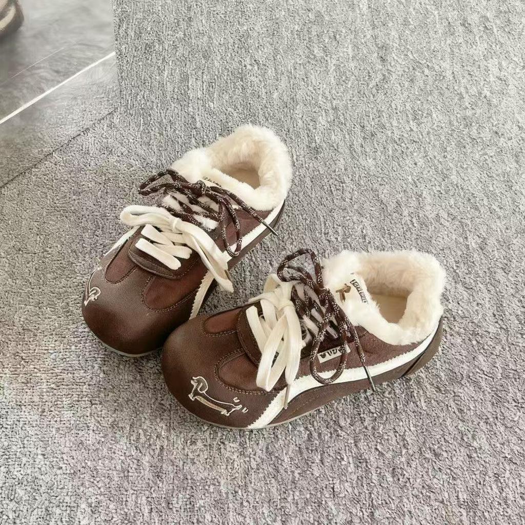 Round head two cotton shoes velvet cotton shoes German training shoes winter new retro thermal board shoes