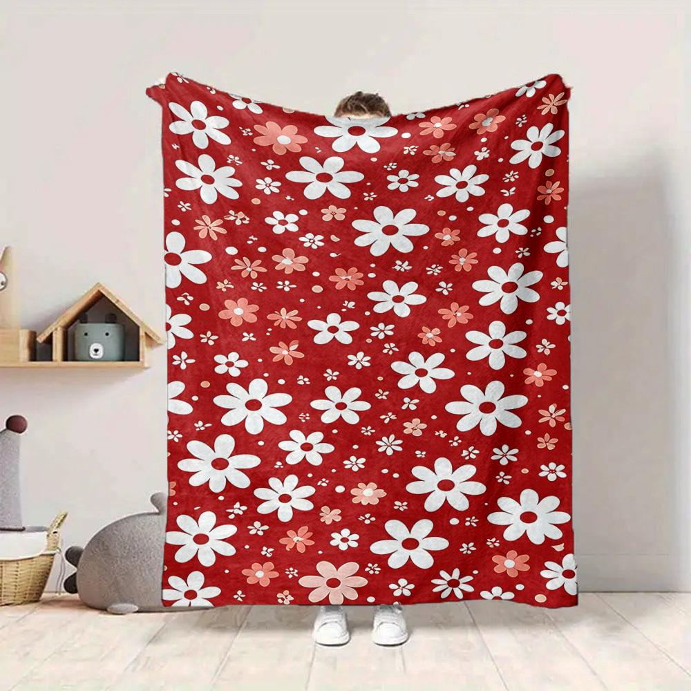 1pc Floral Pattern Lightweight Flannel Blanket, Comfortable and Warm Blanket, for Office and Camping Sofa Bed, Livingroom075
