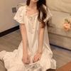 Short Sleeve Women's Pajama Dress Loose Princess Nightgown Sweet Ruffle Nightdress  Female