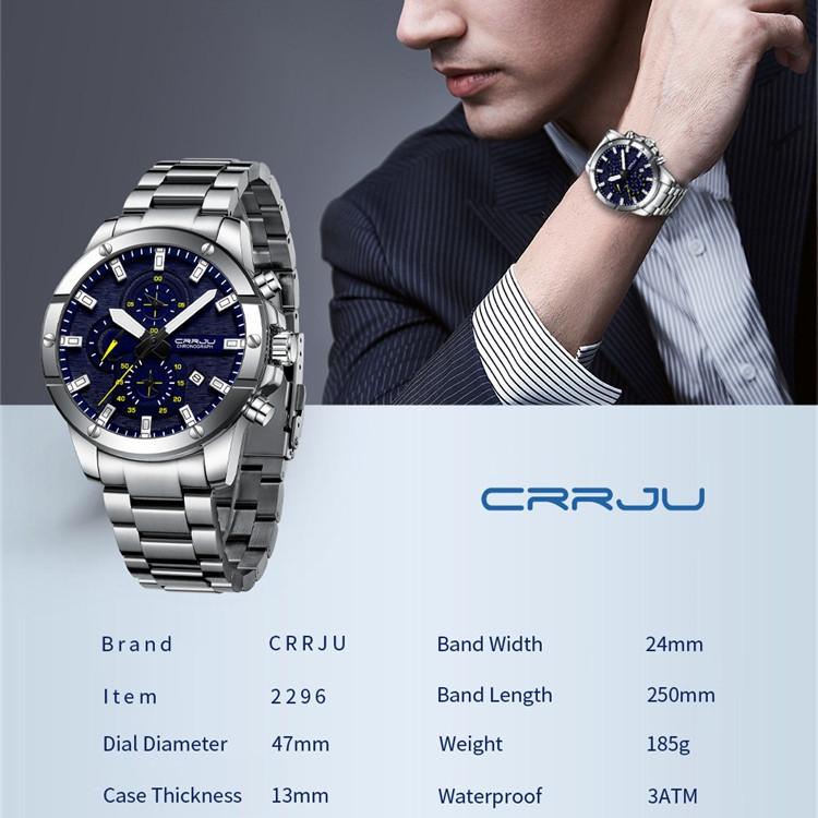 CRRJU-2296 Men's Watch Casual Business Fashion Personality Watch Men's Watch Student Watch Simple Calendar