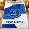 Фланелевое одеяло Everton FC Текст с индивидуальным именем Персонализированное Мягкое Теплое Плед Декор для дома Подарок