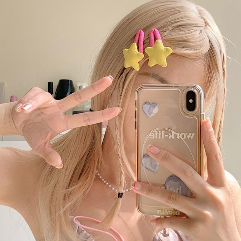 Заколка для волос Star Snap Y2K Нескользящие Цветные Заколки для волос Металлическая Губка Заколки в форме Звезды Милая Заколка для волос для Подростка