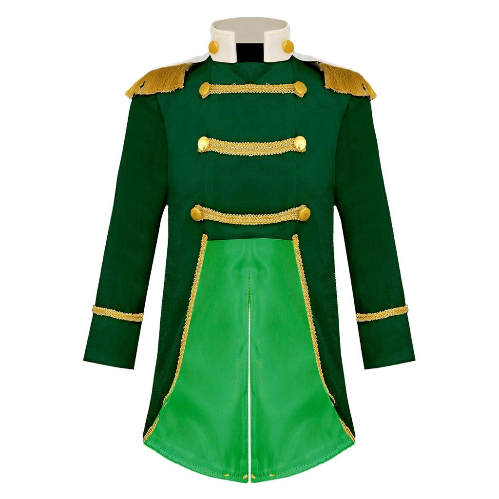 Baby Boys Prince Costume Gold Fringe Velvet Tailcoat Long Sleeve Royal Court Attire with Crown Head Accessory
