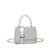 Simple, Shiny and Fashionable Spring New Solid Color Texture Pearl Portable Chain Crossbody Women's Small Square Bag