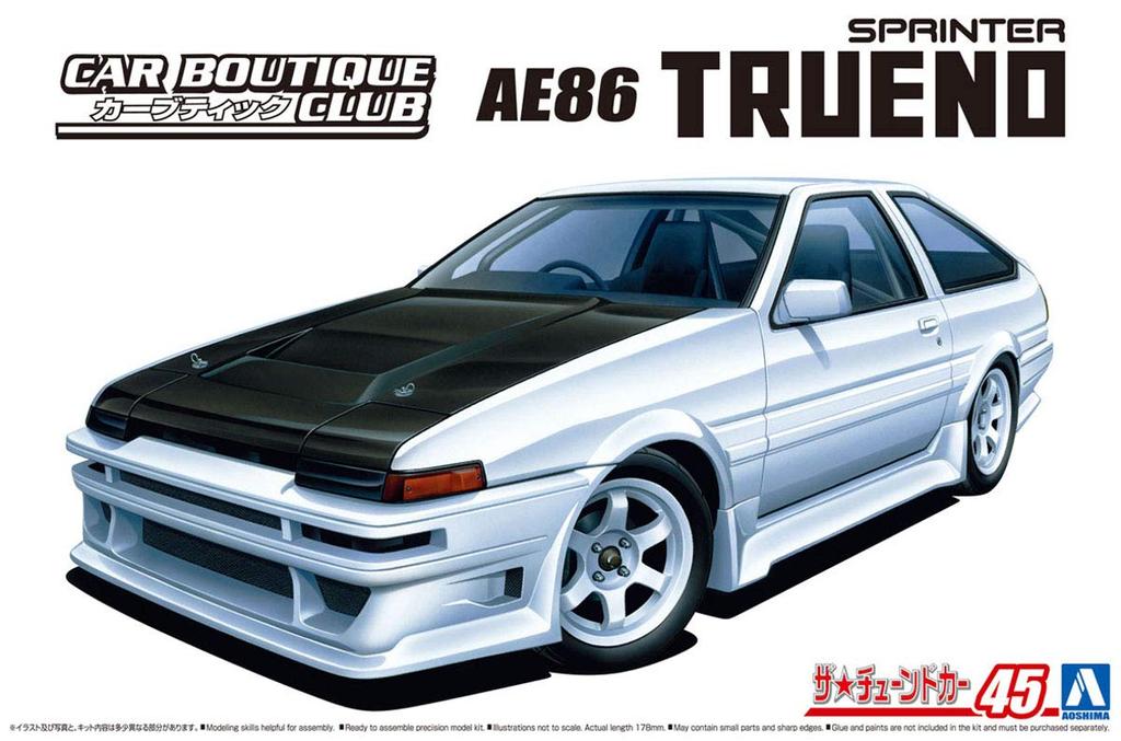 Aoshima Bunka Kyozaisha The Tuned Car Series Toyota Car Boutique Club AE86 Trueno 1985 Пластиковая модель 1/24 № 45