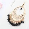 1 Pair Women Hook Vintage Hollow Ethnic Style Exaggerated Earrings Out Beads Waterdrop Shape