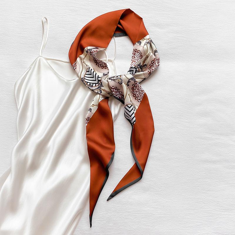 Korean Version of Versatile Early Autumn New Silk Scarf for Women Printed Clothing Decorative Scarf Headband Narrow Long Ties Bag Streamer