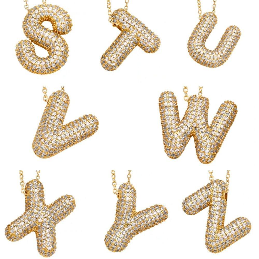 Gold Color 26 Letters Necklace Alphabet Women Sweater Chain A-Z Letter Clavicle Chain Ladies