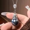 Jewelry Copper Bottom Gold-Plated Inlaid Gray Pearl Temperament Fringed Set Women 16-14Mm