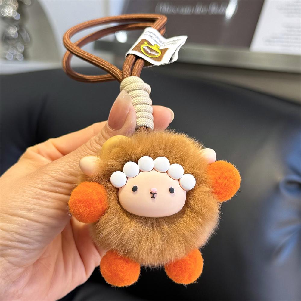 Bag Charm New Colorful Plush Sheep Keychins Real Fur Pom Pom Small Sheep Ball Decorative Pendants Accessories Bag Charm