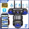 NIBIOK YOOSEE APP Camera Outdoor Waterproof HD 15MP WIFI IP CCTV Night Vision Two-Way Intercom Smart Camera PIR Mobile Tracking Three Lens Camera