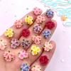 50pcs Resin Mini Colorful Three Leaf Rose Flat Back Flower Figurines Nail Art DIY Wedding Scrapbooks Jewelry Accessories