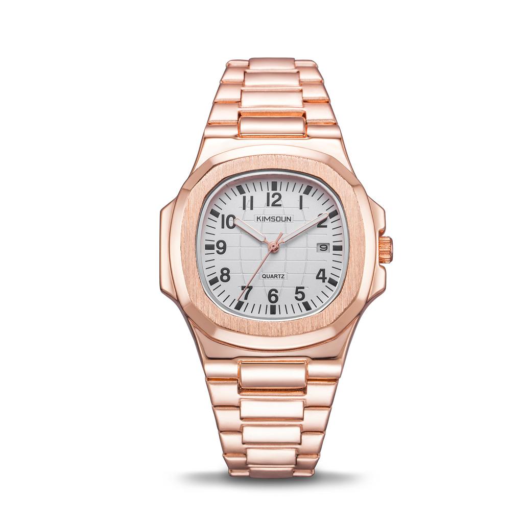 KIMSDUN Golden Shidon брендовые часы с ремнем из нержавеющей стали, мужские часы, водонепроницаемые светящиеся спортивные кварцевые часы, мужские часы