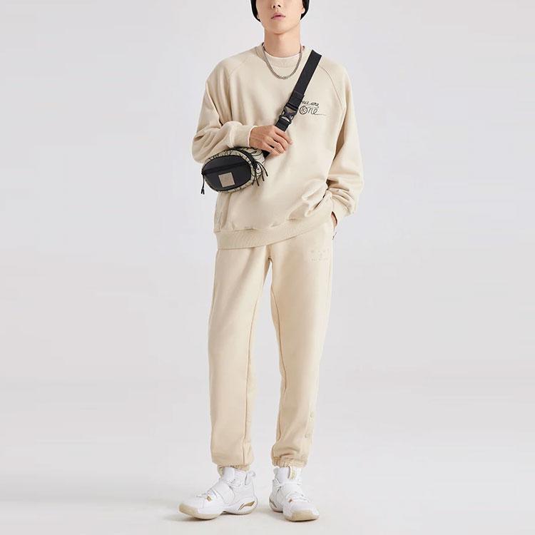 Мужские спортивные брюки Li Ning Wade Series с однотонной флисовой подкладкой, трикотажные длинные, AKLR799-4