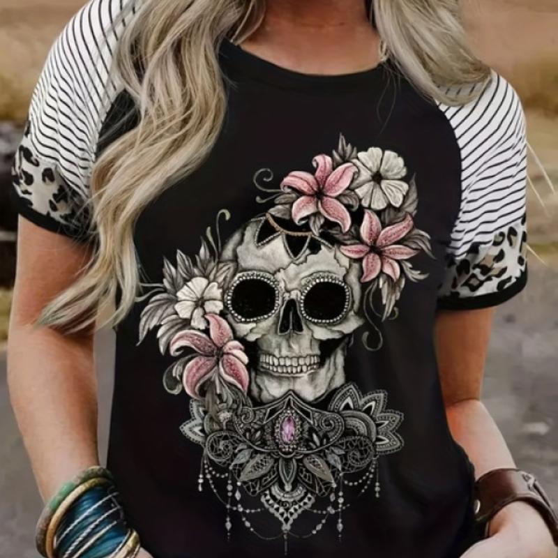 Women's T Shirts Fashion Short Sleeve Top For Women 3d Safflower Pattern T-shirt Y2k Women Blouse Oversized Tees Female Clothing
