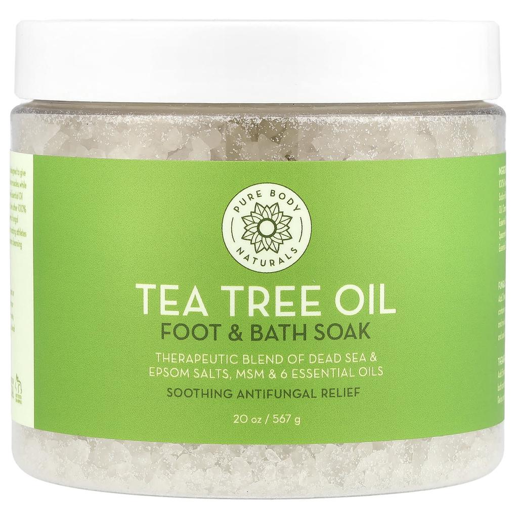 Pure Body Naturals Tea Tree Oil Foot Soak and Bath Soak, 20 Oz (567 G)