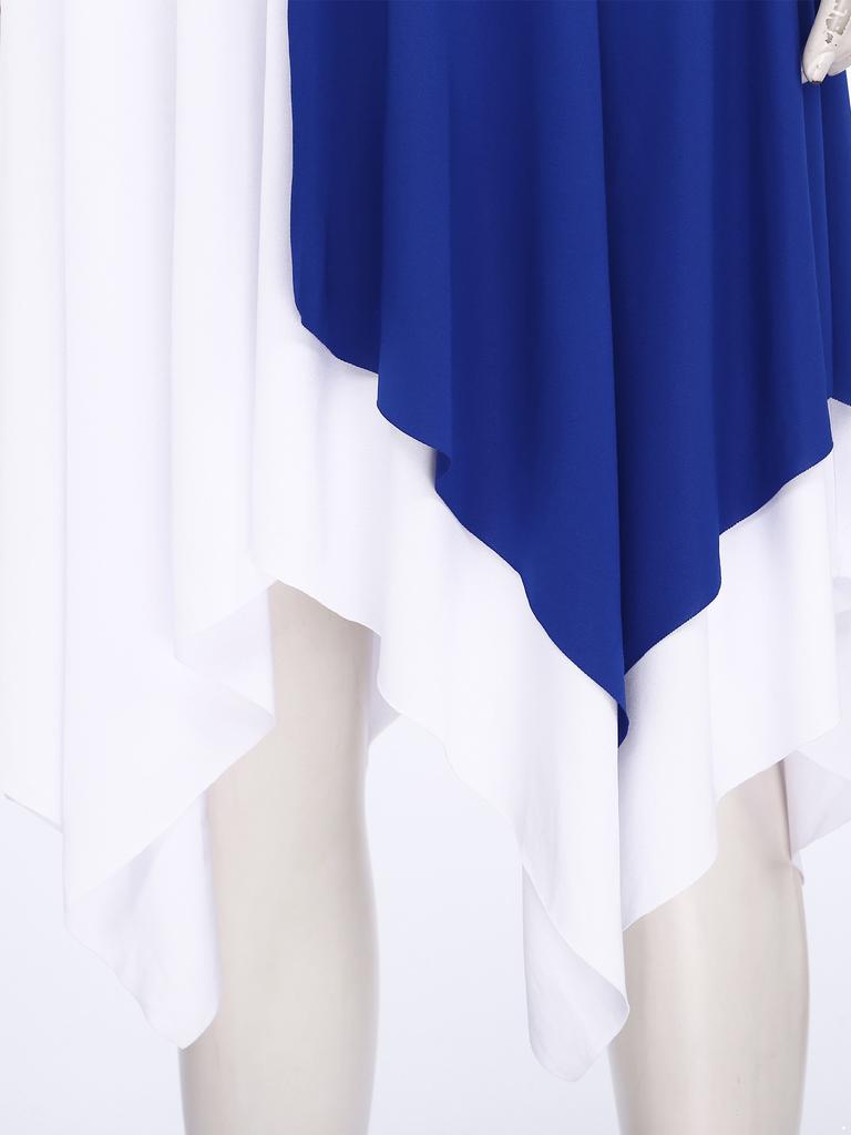 Женское литургическое танцевальное платье с длинным рукавом, металлизированной контрастной расцветкой, асимметричным дизайном, платье для богослужений и выступлений