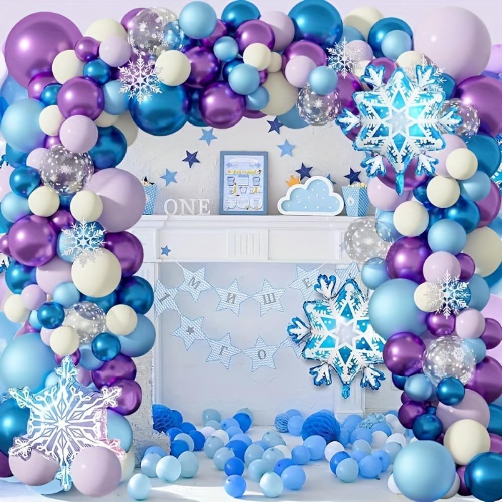 115PCS Ice and Snow Themed Balloon Garland Arch Kit Birthday Shower Decorations, Wedding, Bridal Shower, Anniversary Decorations