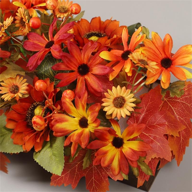 Прочная Пластиковая Пена Осенняя Цветочная Композиция С Кленовым Листом Подсолнухами Дизайн Для Декорации Вечеринки По Случаю Дня Благодарения