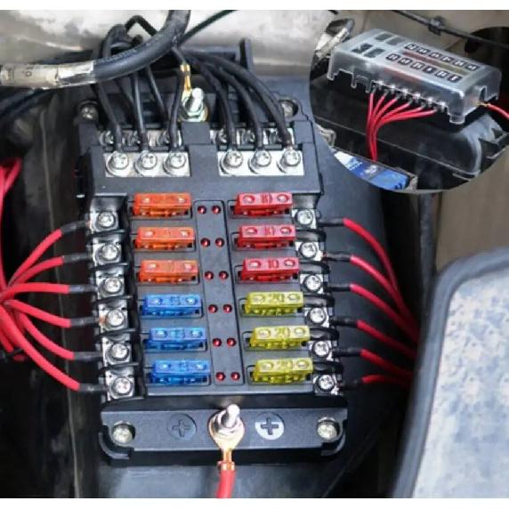 12 Way Car Auto Truck Boat UTV Blade Fuse Box ATO ATC Block Terminal Screw Holder Cover Kit