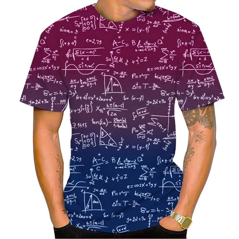 Summer Men Fashion New Mathematical Formula 3D PrintT-Shirt Number Funny Short Sleeve Equation Unisex Kids Hot Sale Casual Top