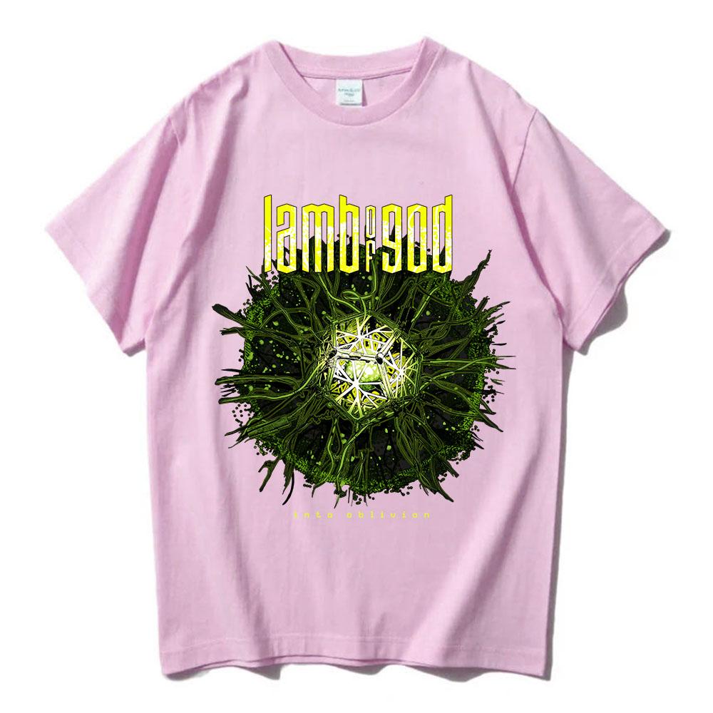Черная футболка Into Oblivion Burst LAMB OF GOD Футболка рок-группы Унисекс Тяжелый Ментальный Уличная одежда Короткий рукав Хлопок Летняя футболка