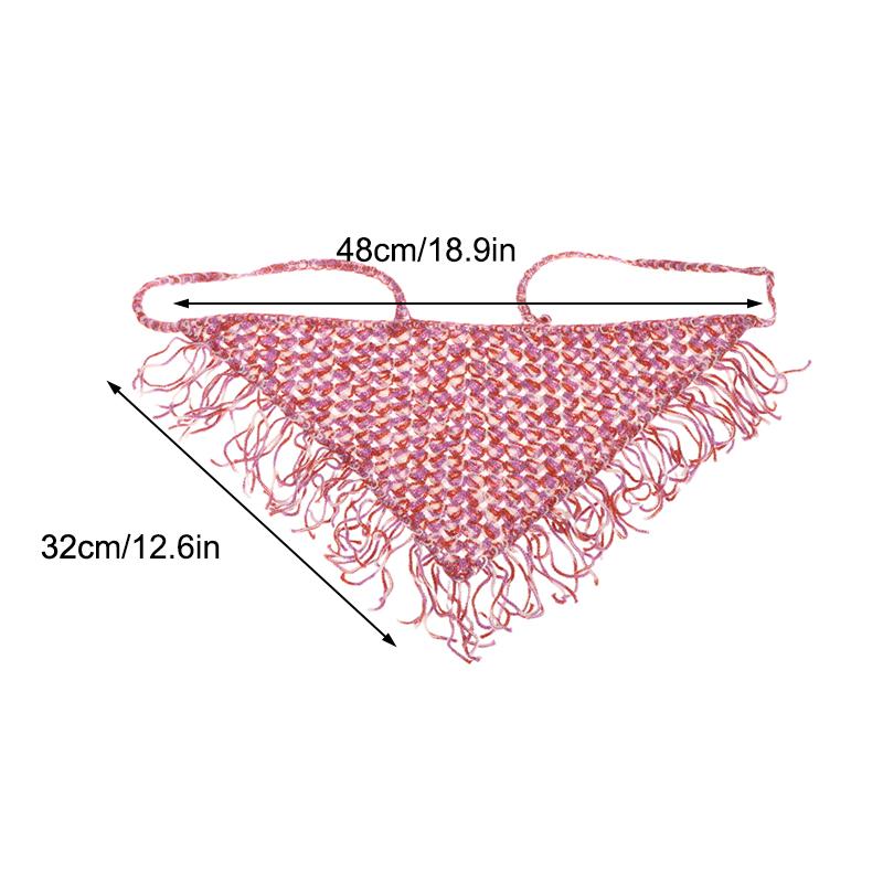 Ажурная треугольная косынка ручной вязки, богемный тюрбан, шарф для волос, многофункциональное использование, этнический стиль, пояс, декор