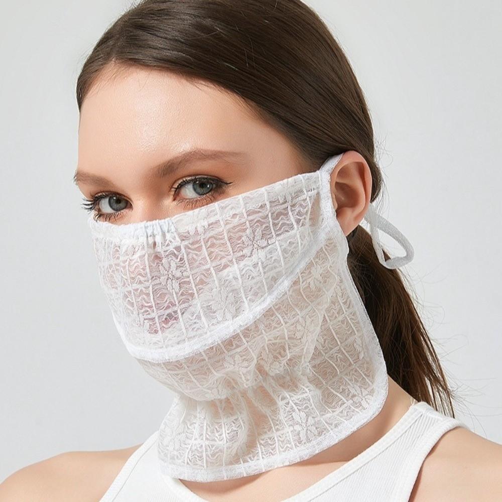 Dustproof Sunscreen Mask Neck Protection Mask Trend Lace Face Cover Summer