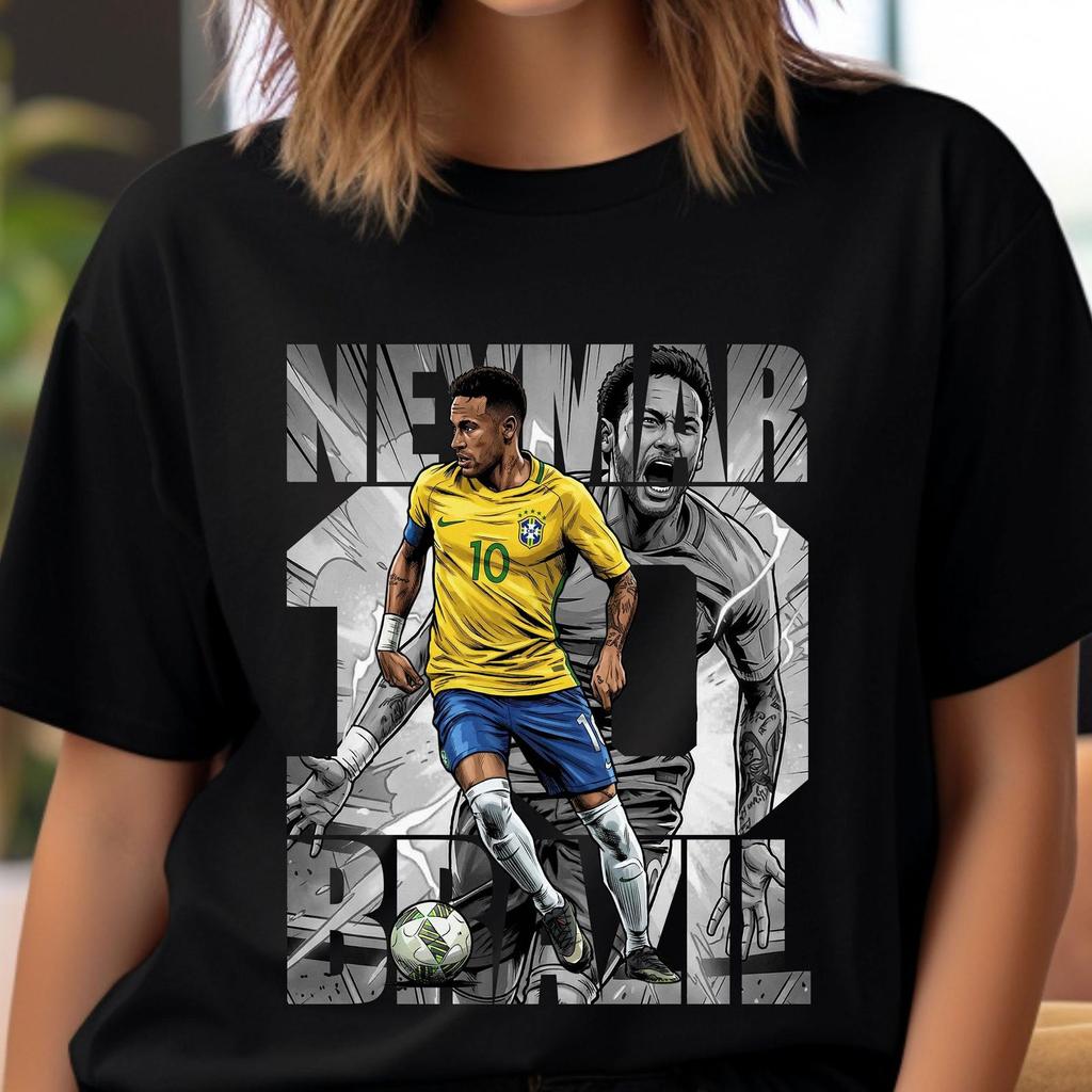 Football Player PNG Shirt Design: Neymar Comic T-Shirt Sublimation, DTF Transfer (Instant Download)