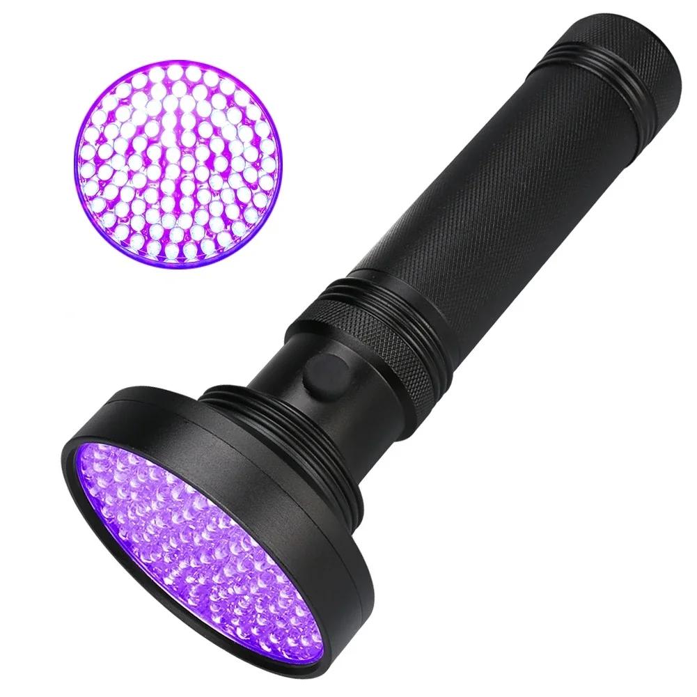 100 светодиодов УФ ультрафиолетовый фонарик 395 нм черный фонарь на батарейках AA обнаружение пятен от домашних животных портативный светодиодный фонарь