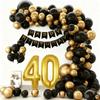 Birthday Theme Party Event Arrangement Black Gold Balloon Chain Set 18Th Birthday Flag Balloon Set