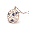 Blue Sapphire Leaf Filigree Pendant - 925 Sterling Silver