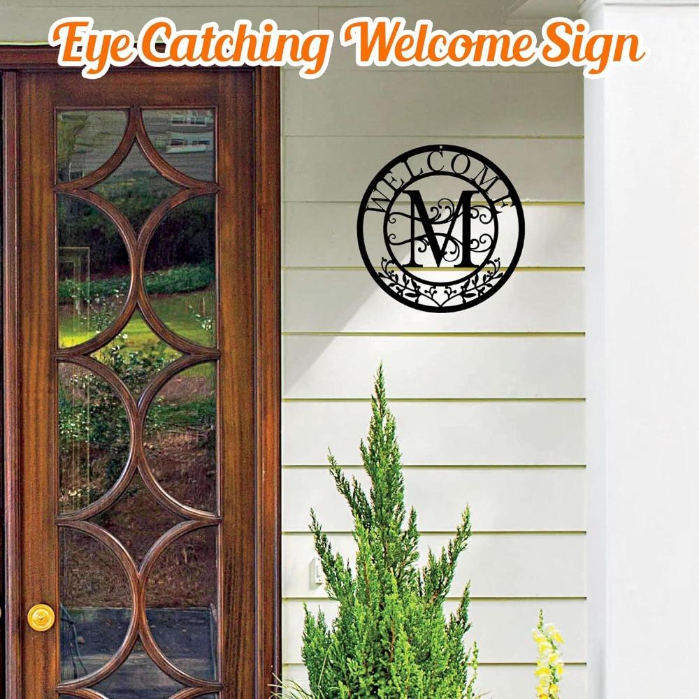 1 шт. Металлическая табличка с фамилией, Персонализированное искусство с фамилией семьи, Дизайн разделенной монограммы, Элегантный металлический настенный декор, Идеальный подарок на день рождения