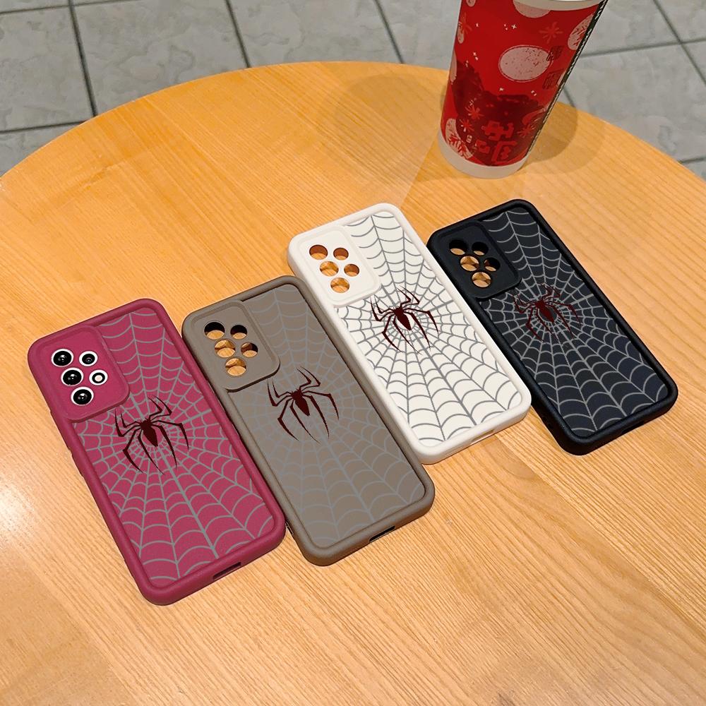 Fashion Grey Spider Web Square Ladder Silicone Phone Case for iPhone Samsung Galaxy Xiaomi Redmi POCO HUAWEI Honor Shockproof Protection Rubber Cover