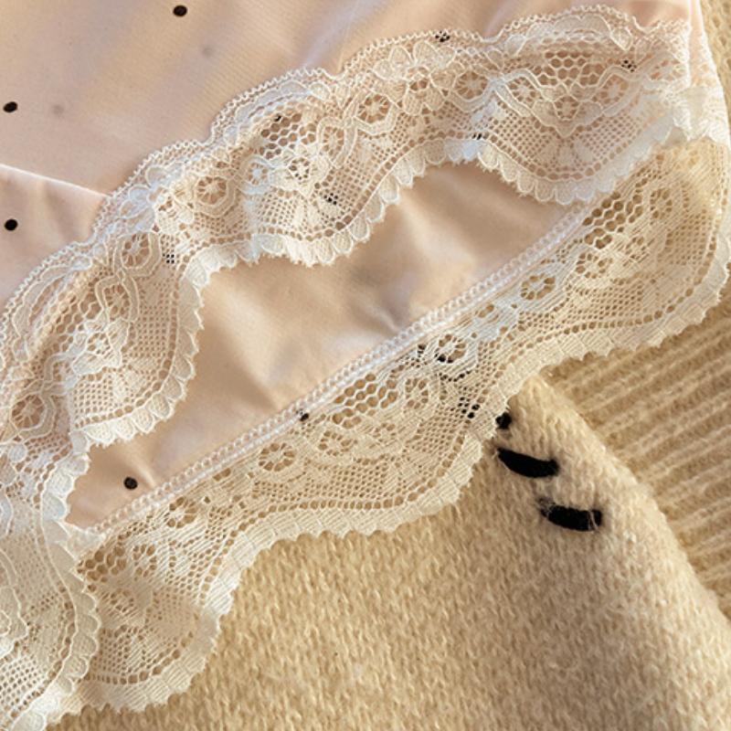 Lace Ice Silk Underwear Panties for Girls Women Pure Cotton Crotch Bowknot Ladies Briefs