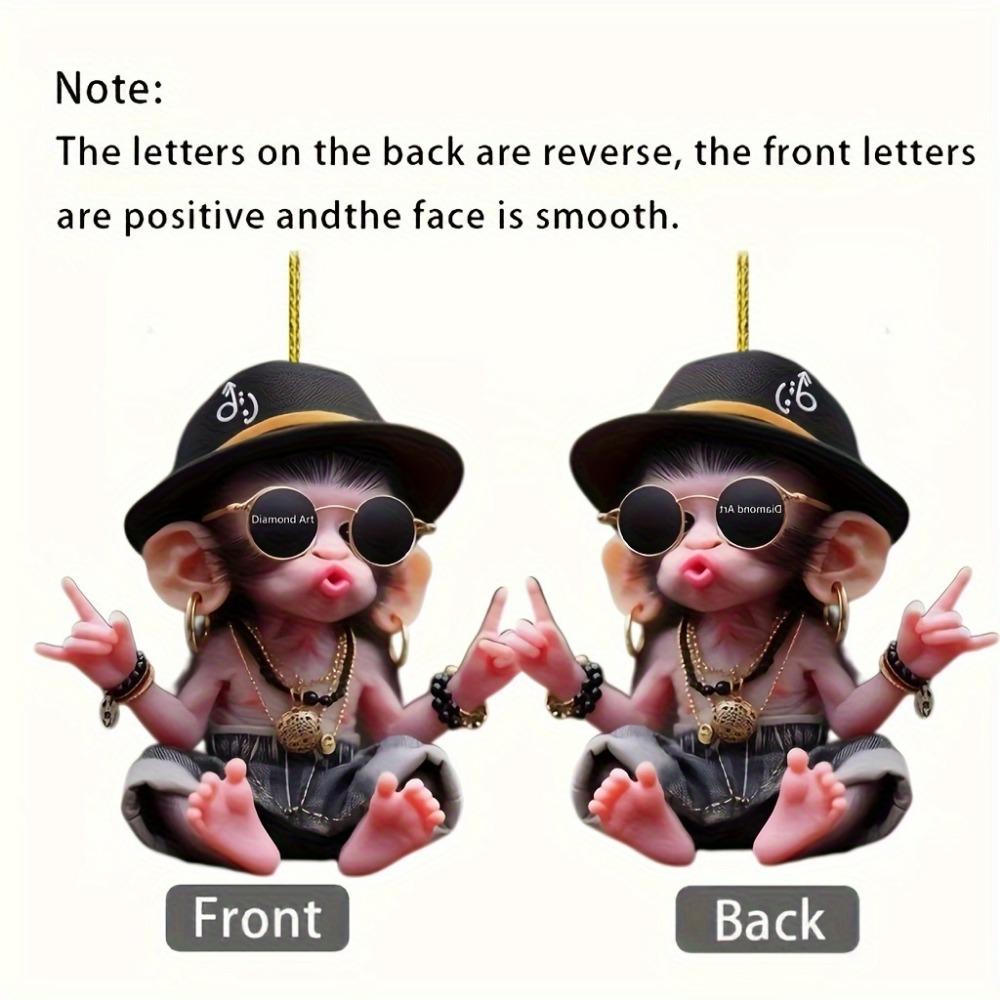 Акриловая плоская двухмерная подвеска в виде обезьяны в капюшоне на автомобиль подойдет для украшения на праздники, День святого Валентина и Рождество, а также в качестве подарка для пар, дома и аксессуаров.