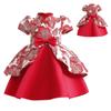 2025 Платье для девочки Принцесса Формальная вечеринка Маленькие девочки Ципао Короткий рукав Чонсам Красный 3-10 лет