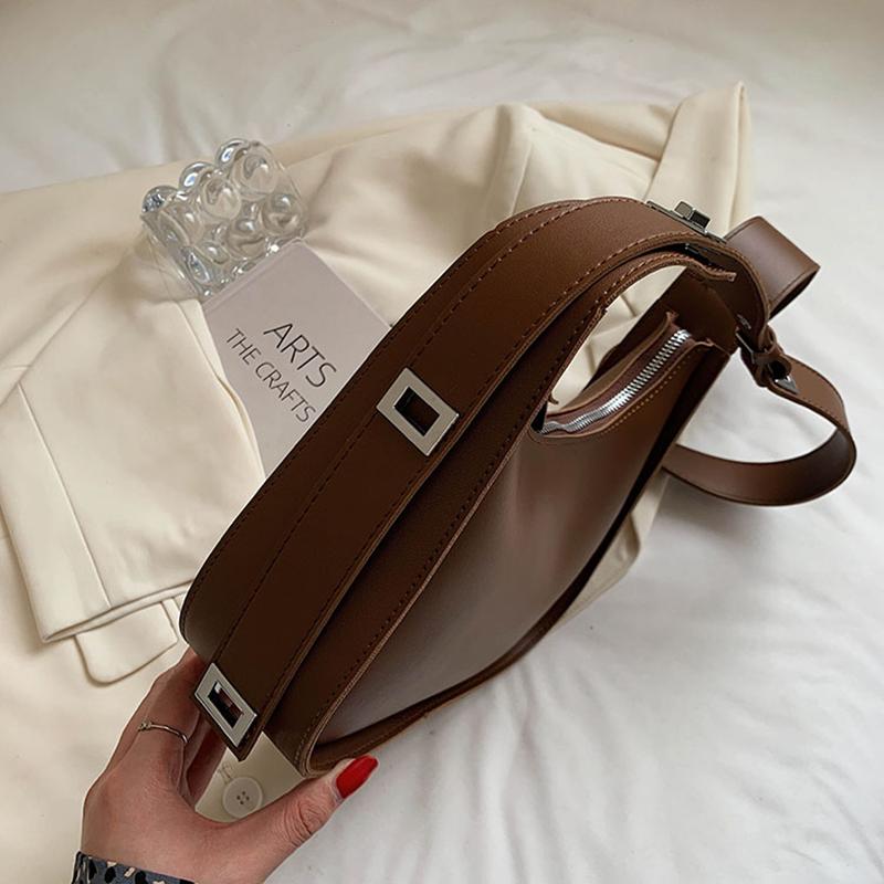 Yogodlns Винтажная однотонная сумка через плечо в форме полумесяца для женщин, новая сумка через плечо из мягкой кожи