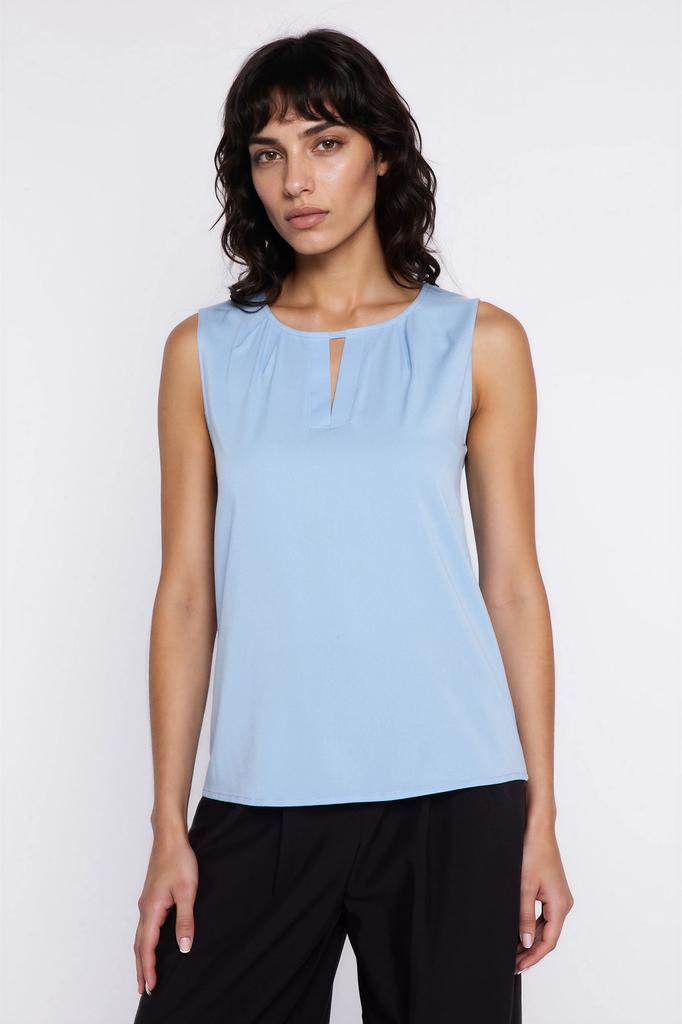 Blouse with a decorative neckline - Sky Blue 42