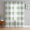 Sage Green Plaid Sheer Curtains for Living Room Decoration Window Curtains for Kitchen Tulle Voile Organza Curtains