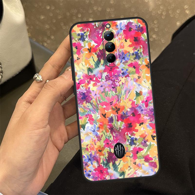 Яркий чехол-пенал с рисунком цветов для ZTE Nubia Red Magic 11 10 9 8 8S 9S 10S Pro Plus 6 7 6S 7S RedMagic 10 Air