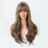 Длинные вьющиеся синтетические парики Блондинка с черными натуральными волосами Парики Средняя часть для женщин Использование для косплея Повседневная Лолита Жаростойкие