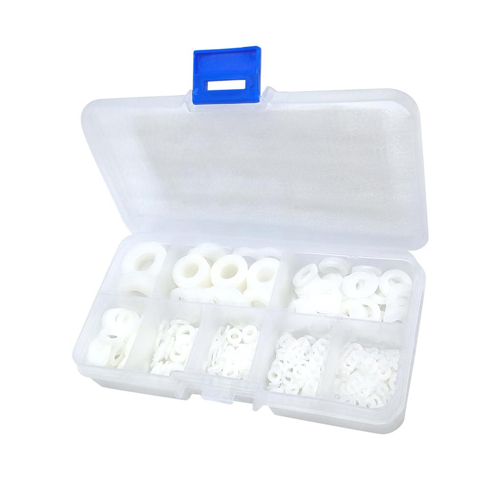 Set of 500 Nylon Flat Pads Nylon Flat Washer Assortment with Box for Furniture Hardware in Home Renovations Projects