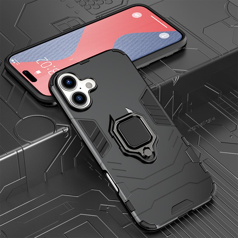 KEYSION Противоударный защитный чехол для iPhone 16 Pro Max Мягкий силиконовый + PC Ring Stand Holder Задняя крышка телефона для iPhone 16 16 Plus