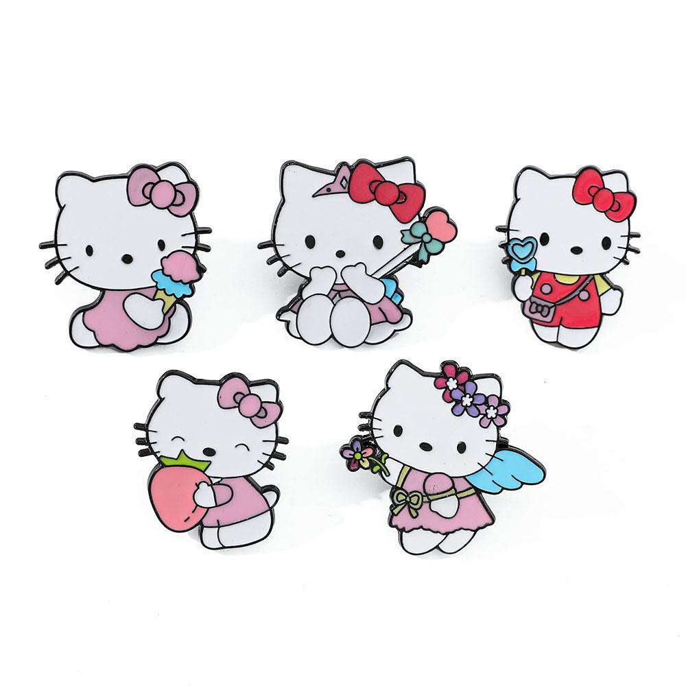 5PCS Cute cartoon soft cute flower cat brooch metal badge cute cat alloy drip oil accessory pin
