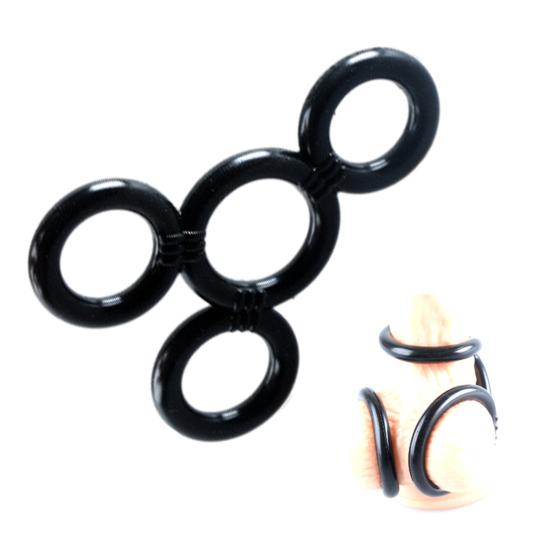 Silicone Cock Scrotum Ring Male Sex Toy Connected 4 Rings Men Ball Spreader Testicle Divider for Lasting Erection Couple