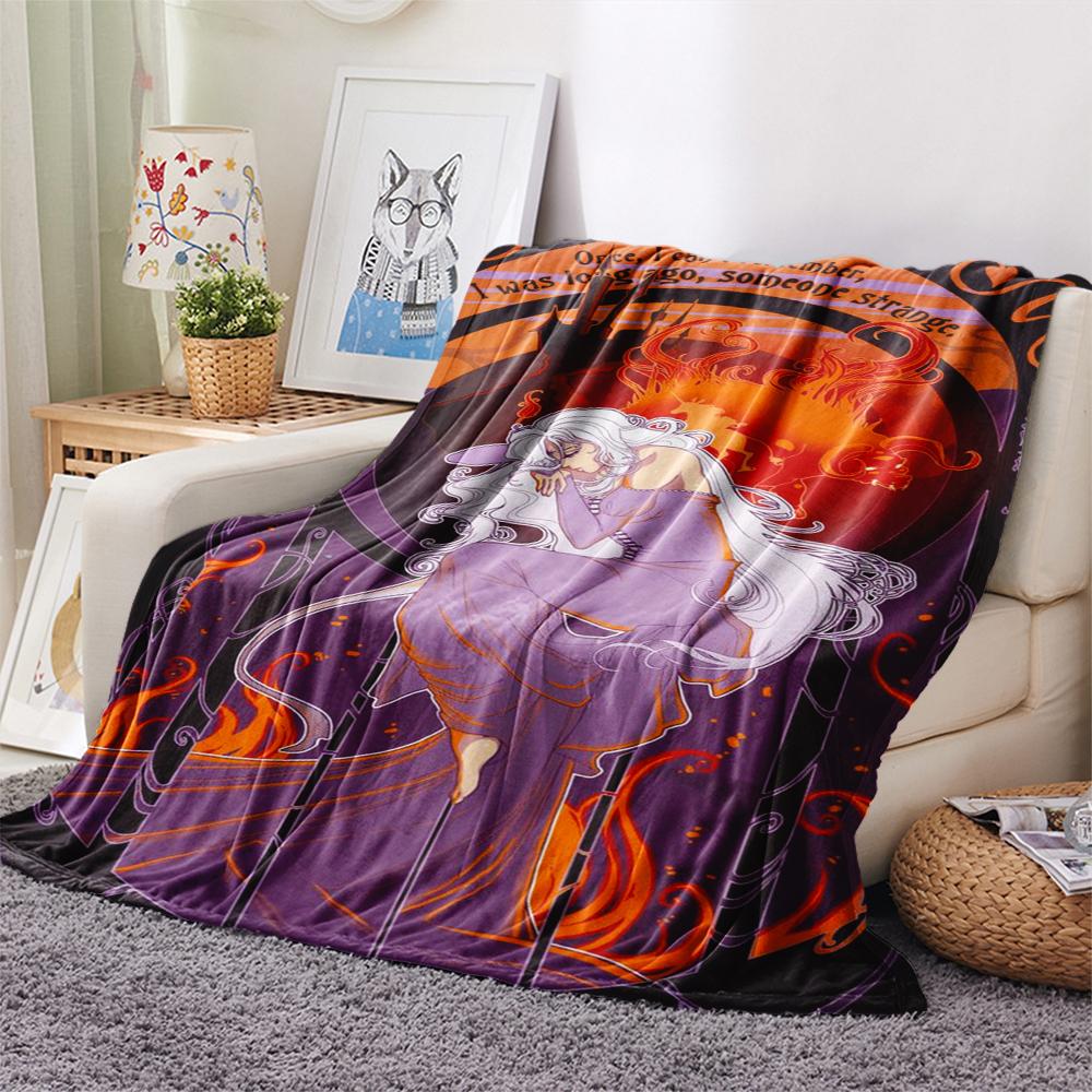 1PC The Last Unicorn Print Flannel Blanket, High quality Comfortable for All Seasons, Home Decor, Warmth and Comfort, Perfect for Christmas Gifts199